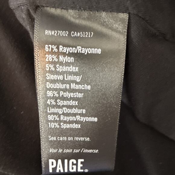 Paige Womens Chelsee Blazer Size L Black Stretch Suiting Work 2 Button Classic - Picture 7 of 7